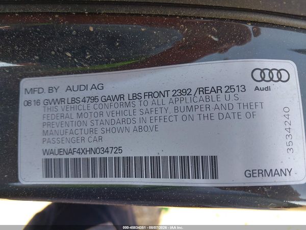 2017 AUDI A4 PREMIUM PLUS