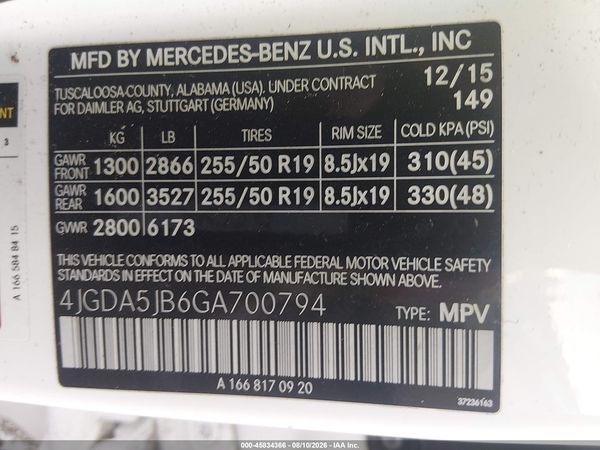 2016 MERCEDES-BENZ GLE 350 GLE350
