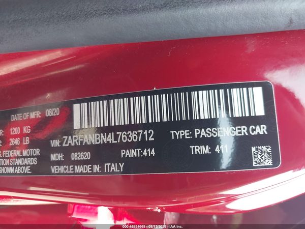 2020 ALFA ROMEO GIULIA TI AWD
