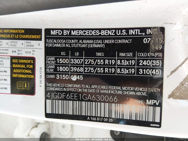 2016 MERCEDES-BENZ GL 450 4MATIC