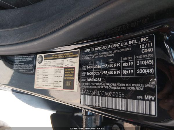 2012 MERCEDES-BENZ ML 350 4MATIC