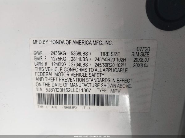 2020 ACURA MDX TECHNOLOGY PACKAGE