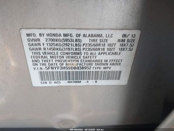 2013 HONDA PILOT EX-L