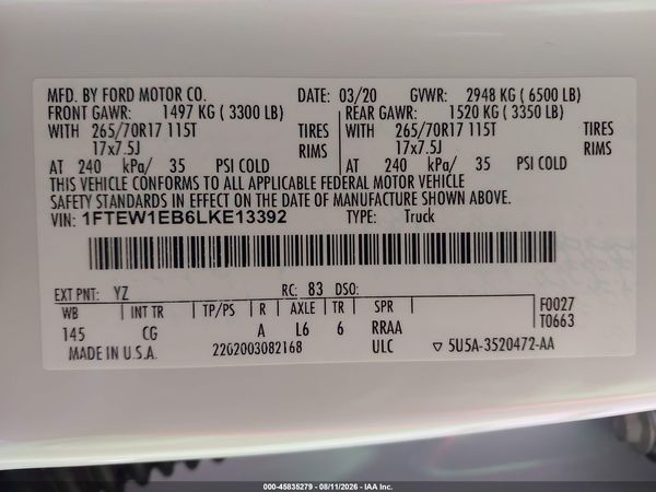 2020 FORD F-150 XL