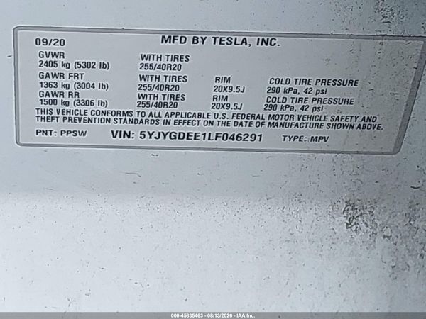2020 TESLA MODEL Y
