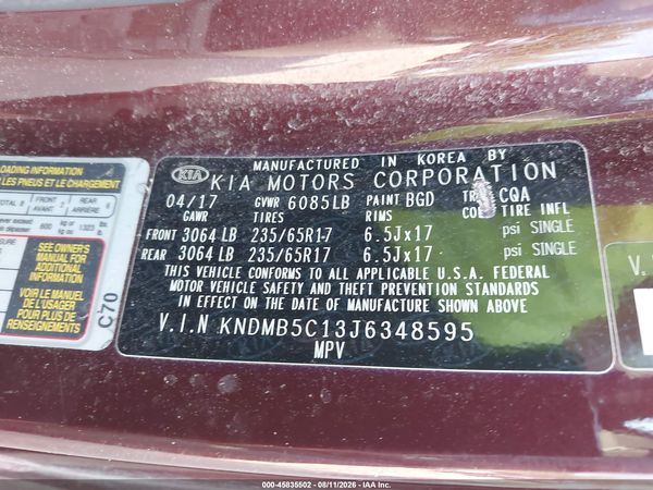 2018 KIA SEDONA LX