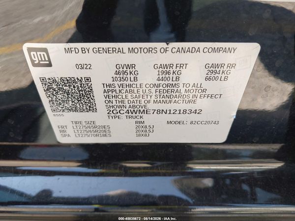 2022 CHEVROLET SILVERADO 2500HD 2WD  STANDARD BED CUSTOM — I9