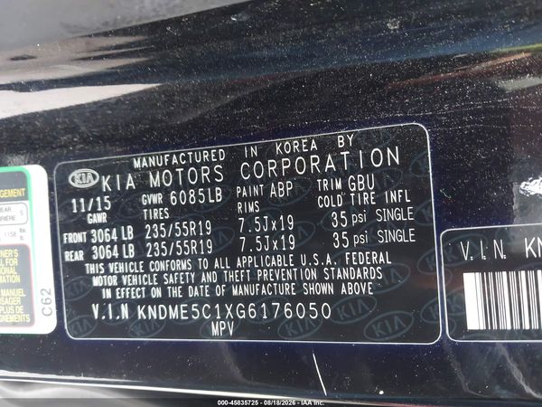 2016 KIA SEDONA SX LUXURY