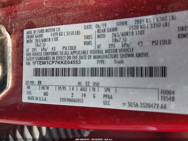 2019 FORD F-150 XLT