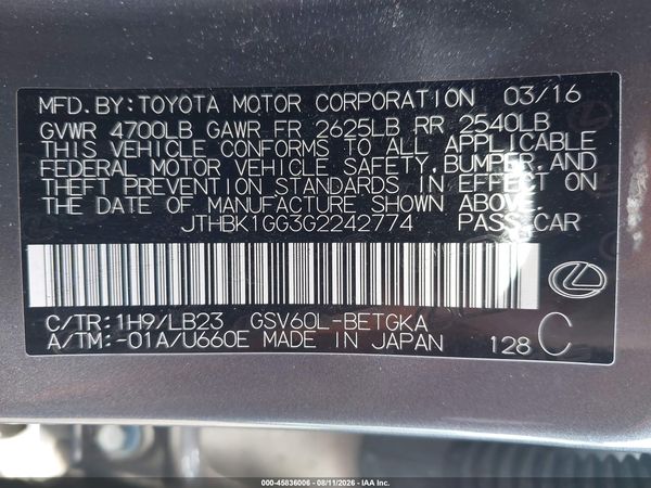 2016 LEXUS ES 350