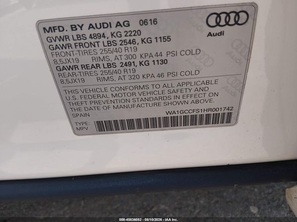 2017 AUDI Q3 2.0T PREMIUM