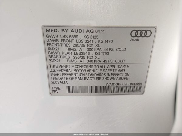 2014 AUDI Q7 3.0T S LINE PRESTIGE