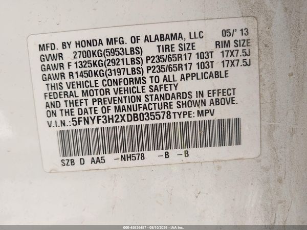 2013 HONDA PILOT LX