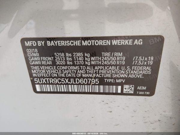 2018 BMW X3 XDRIVE30I