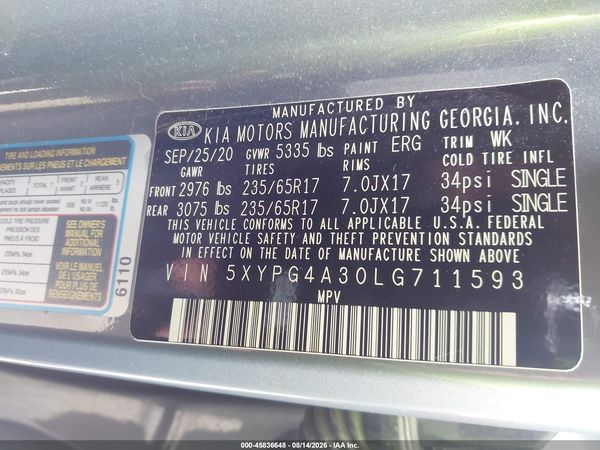 2020 KIA SORENTO 2.4L LX