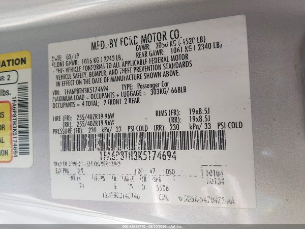 2019 FORD MUSTANG ECOBOOST