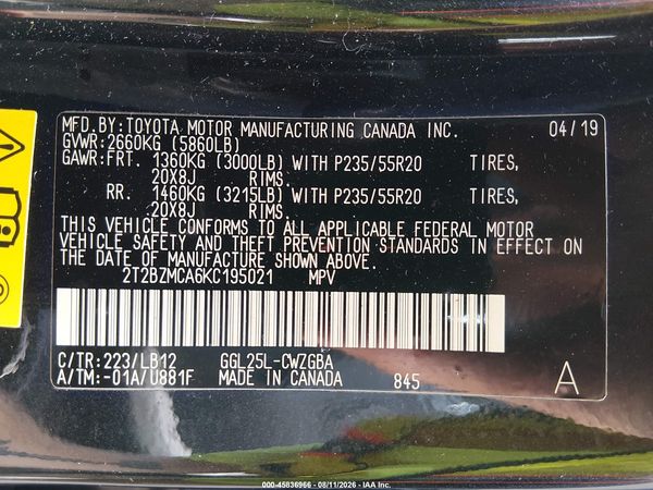 2019 LEXUS RX 350 350 Standard