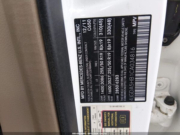 2012 MERCEDES-BENZ ML 350 4MATIC