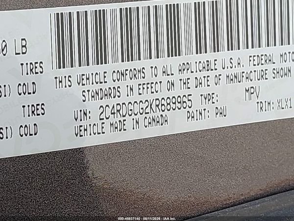 2019 DODGE GRAND CARAVAN SXT — I9