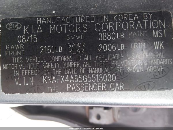 2016 KIA FORTE LX
