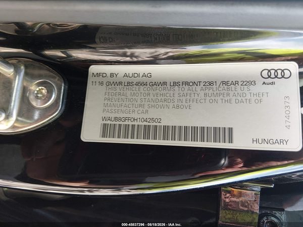2017 AUDI A3 PREMIUM