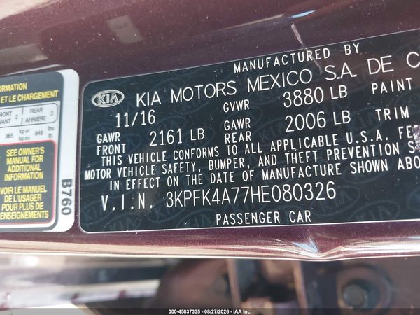 2017 KIA FORTE LX