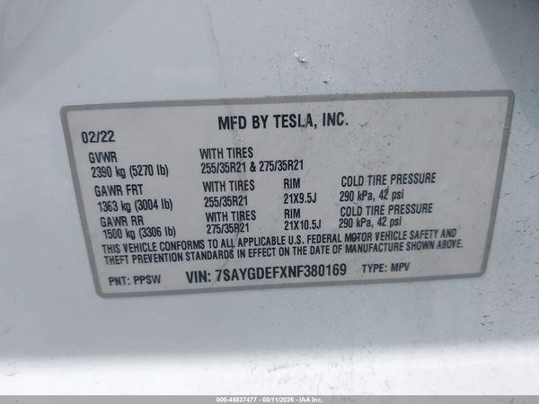 2022 TESLA MODEL Y