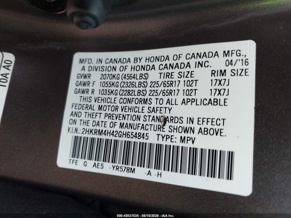 2016 HONDA CR-V SE