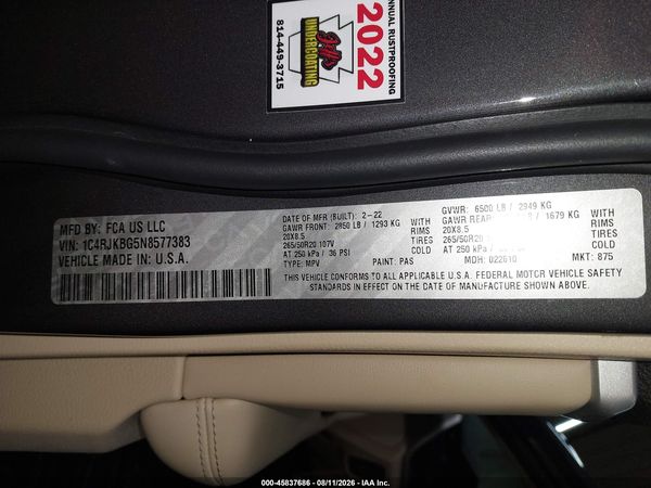2022 JEEP GRAND CHEROKEE L LIMITED 4X4