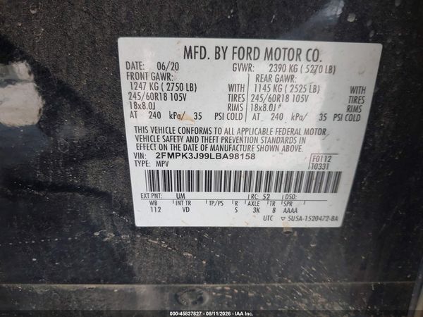 2020 FORD EDGE SEL — I9