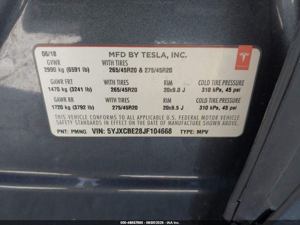2018 TESLA MODEL X 100D/75D/P100D