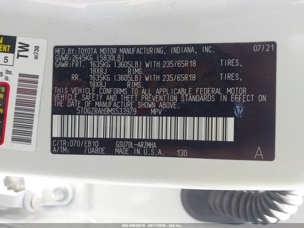 2021 TOYOTA HIGHLANDER XLE