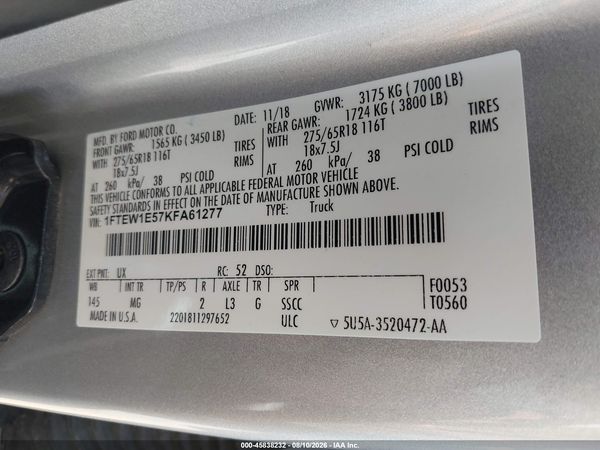 2019 FORD F-150 XLT