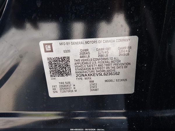 2020 CHEVROLET EQUINOX FWD LT 1.5L TURBO — I9