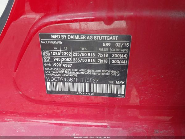 2015 MERCEDES-BENZ GLA 250 4MATIC