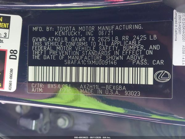 2021 LEXUS ES 300H ULTRA LUXURY