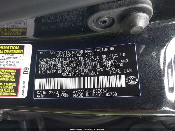 2021 LEXUS ES 250 F SPORT