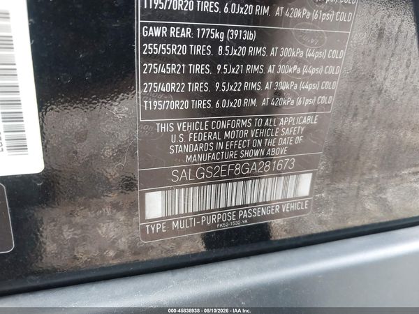 2016 LAND ROVER RANGE ROVER 5.0L V8 SUPERCHARGED