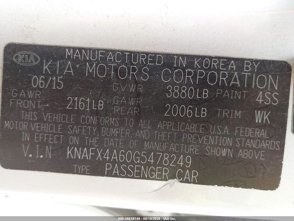 2016 KIA FORTE LX