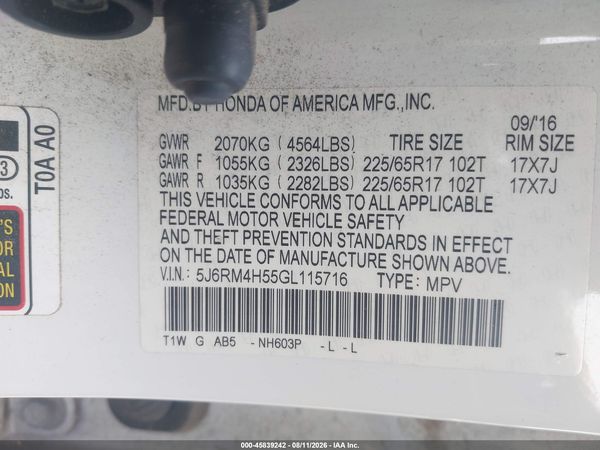 2016 HONDA CR-V EX