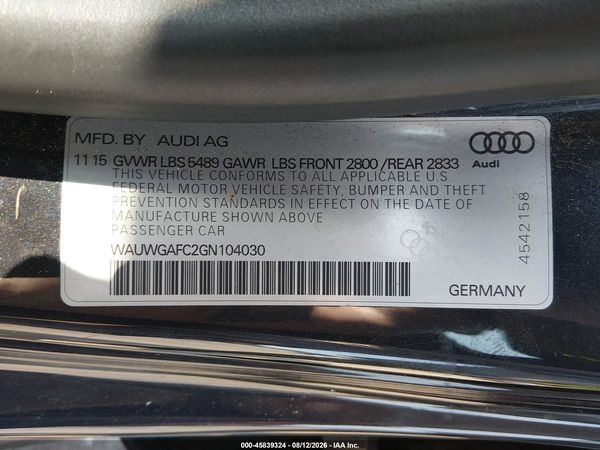 2016 AUDI A7 3.0T PREMIUM PLUS