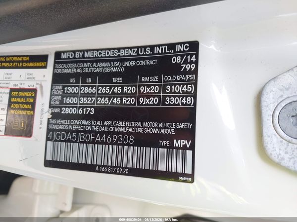 2015 MERCEDES-BENZ ML 350 ML350