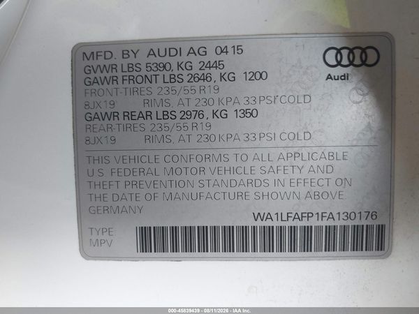 2015 AUDI Q5 2.0T PREMIUM