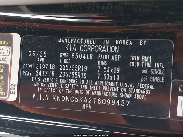 2026 KIA CARNIVAL MPV HYBRID EX — I9