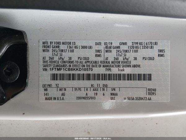 2019 FORD F-150 XL