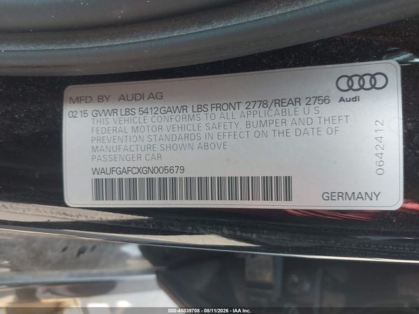 2016 AUDI A6 3.0T PREMIUM PLUS