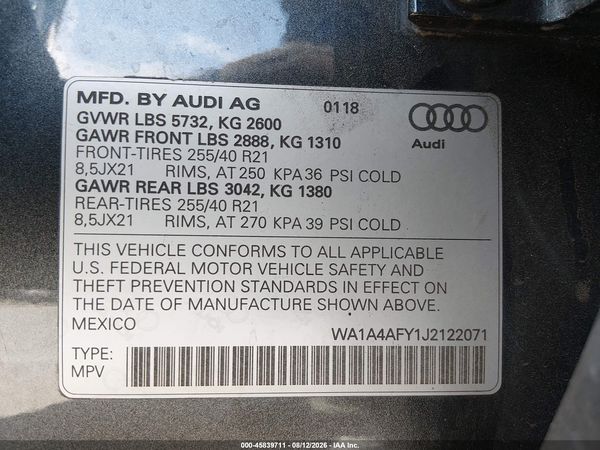 2018 AUDI SQ5 3.0T PREMIUM PLUS