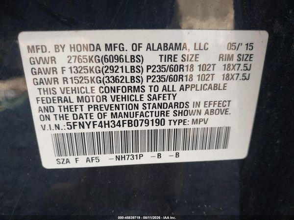 2015 HONDA PILOT SE