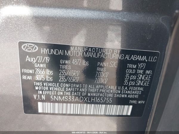 2020 HYUNDAI SANTA FE SEL