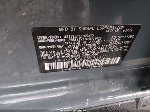 2025 SUBARU CROSSTREK PREMIUM — I9